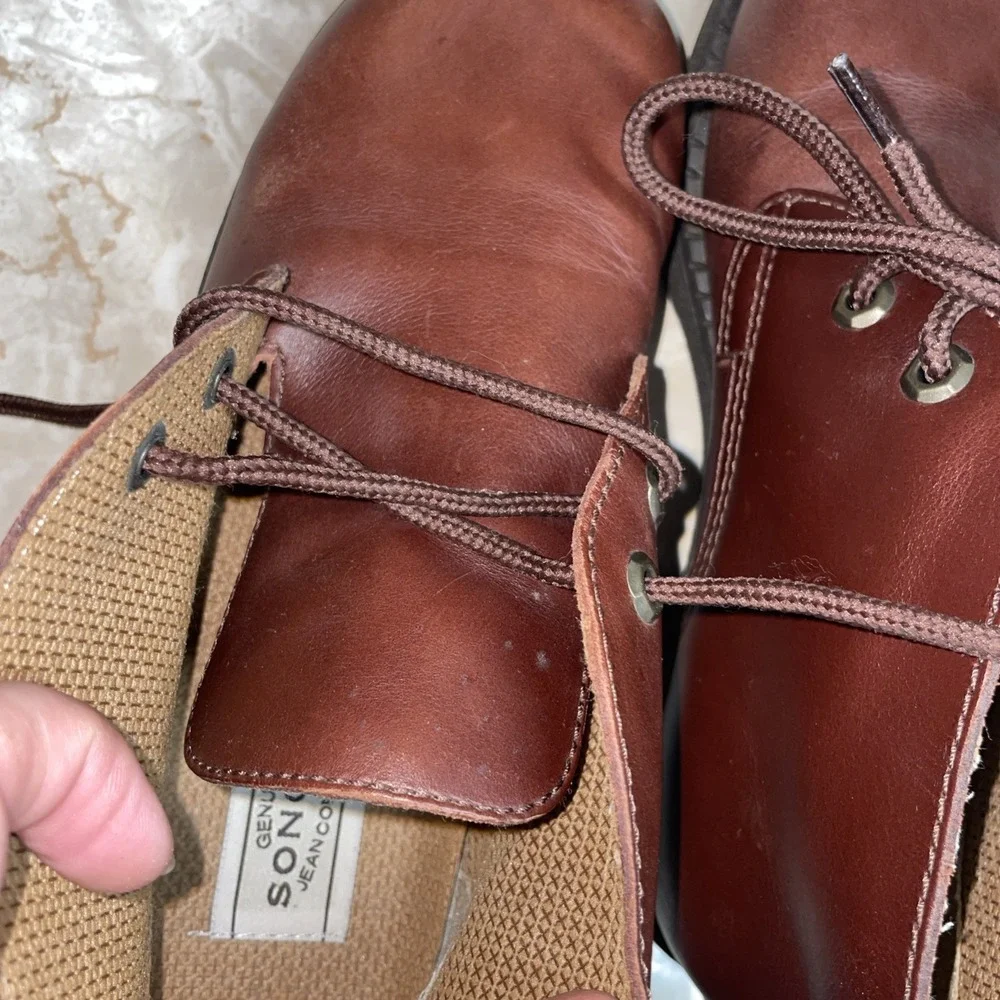 Genuine Sonoma‎ Jean Company Brown Leather Round Toe Ankle Boots 8.5 Chunky Sole